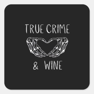 Pegatina Cuadrada Manos Del Esbozo De Crimen Y Vino