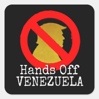 Pegatina Cuadrada manos fuera venezuela - logo anti trump