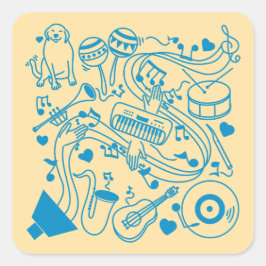 Pegatina Cuadrada Manos musicales - Diseño ASL