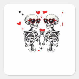 Pegatina Cuadrada Manos Skeleton Heart Para Tendencias
