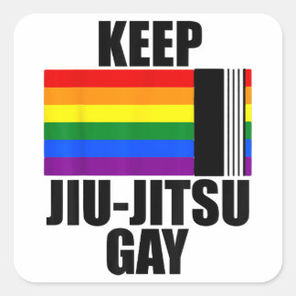 Pegatina Cuadrada Mantén a Jiu Jitsu Gay Shirt LGBT Mes de Orgullo G