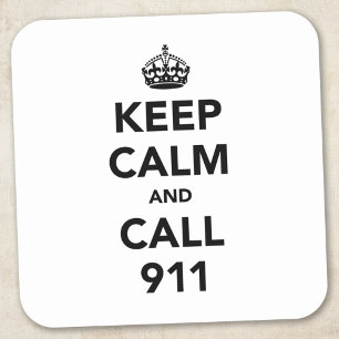 Pegatina Cuadrada Mantén la calma y llama al 911