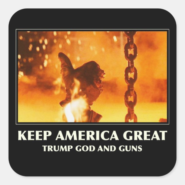 Pegatina Cuadrada Mantener a Estados Unidos grande (Anverso)