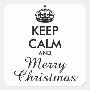 Pegatina Cuadrada MANTENER CALMA Y FELIZ NAVIDAD - texto personaliza