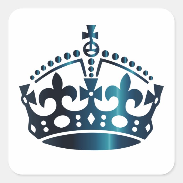Pegatina Cuadrada Mantener la calma corona azul oscuro - Cambiar fon (Anverso)