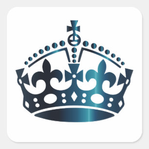 Pegatina Cuadrada Mantener la calma corona azul oscuro - Cambiar fon