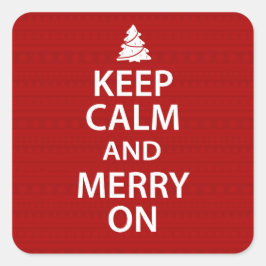 Pegatina Cuadrada Mantener la calma y el humor en los Navidades