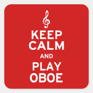 Pegatina Cuadrada Mantener la calma y jugar al Oboe
