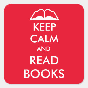 Pegatina Cuadrada Mantener la calma y leer libros