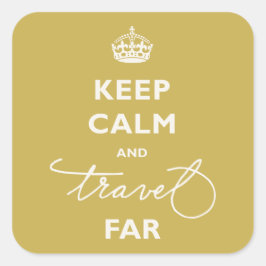 Pegatina Cuadrada Mantener La Tranquilidad Y Viajar Lejos Del Guión 