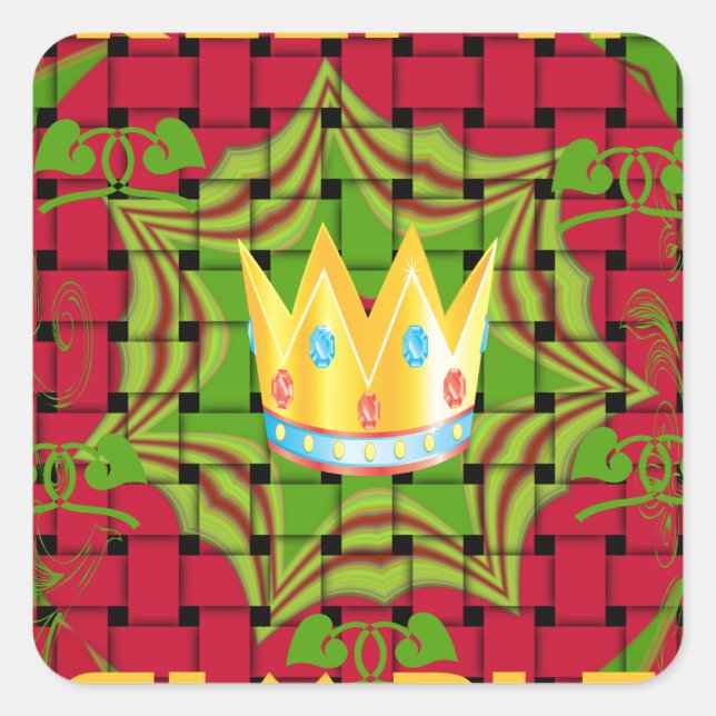 Pegatina Cuadrada Manténgalo sencillo: negrita impresión floral tren (Anverso)