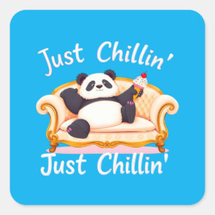 Pegatina Cuadrada Manténgase tranquilo y chillón con helado