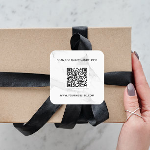 Pegatina Cuadrada Mantenimiento de código qr para empresas blancas d