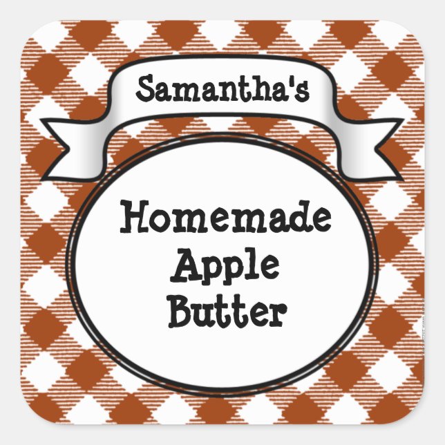 Pegatina Cuadrada Mantequilla de Apple personalizado o cualquier otr (Anverso)