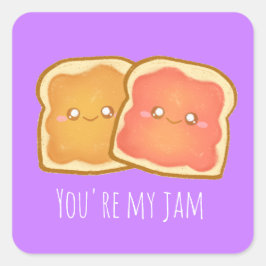 Pegatina Cuadrada Mantequilla De cacahuete Y Tostada De Jelly De Fre