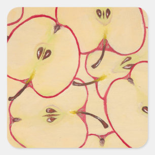 Pegatina Cuadrada Manzana