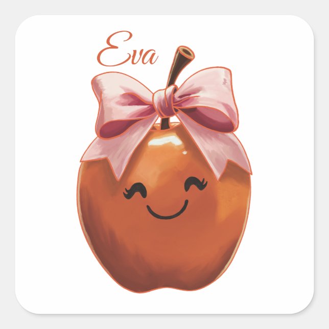 Pegatina Cuadrada Manzana de regalo dulce (Anverso)