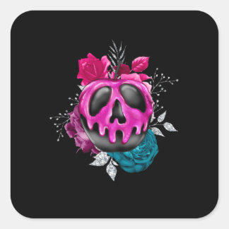 Pegatina Cuadrada Manzana envenenada con flores