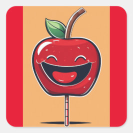 Pegatina Cuadrada Manzana humorística
