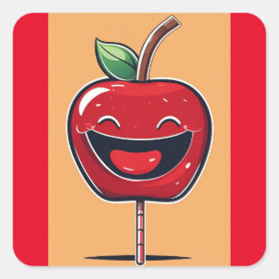 Pegatina Cuadrada Manzana humorística