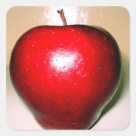 Pegatina Cuadrada Manzana roja crujiente