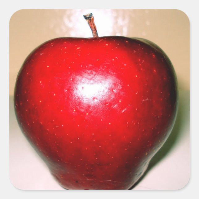 Pegatina Cuadrada Manzana roja crujiente (Anverso)