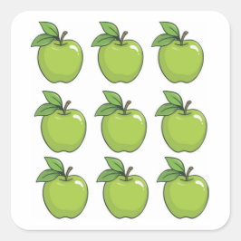 Pegatina Cuadrada Manzana Verde