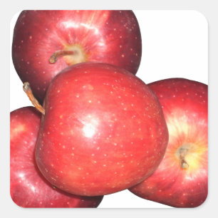 Pegatina Cuadrada Manzanas rojas dulces y cristales - Impresión de f