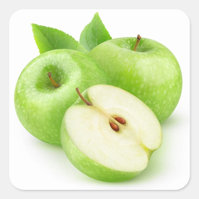 Pegatina Cuadrada manzanas verdes (Anverso)