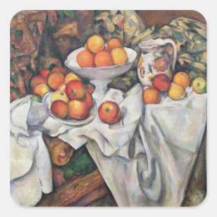 Pegatina Cuadrada Manzanas y naranjas, 1895-1900 de Paul Cezanne el