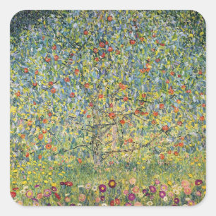 Pegatina Cuadrada Manzano de Gustav Klimt, Arte Nouveau Antiguo