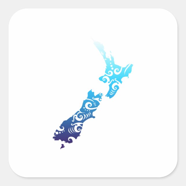 Pegatina Cuadrada Maorí Nueva Zelanda Mapa idea de regalo de tatuaje (Anverso)
