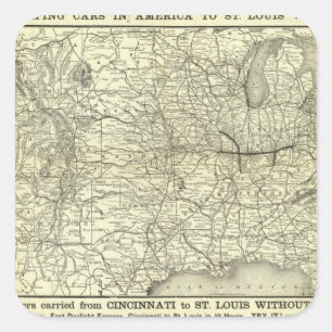 Pegatina Cuadrada Map Ohio y Mississippi Railway
