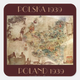 PEGATINA CUADRADA MAPA 1939 DE POLONIA