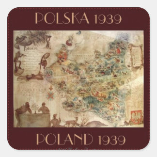 PEGATINA CUADRADA MAPA 1939 DE POLONIA