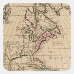 Pegatina Cuadrada Mapa 2 de Norteamérica