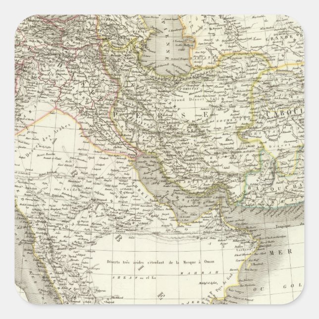 Pegatina Cuadrada Mapa 2 del Atlas del Oriente Medio (Anverso)