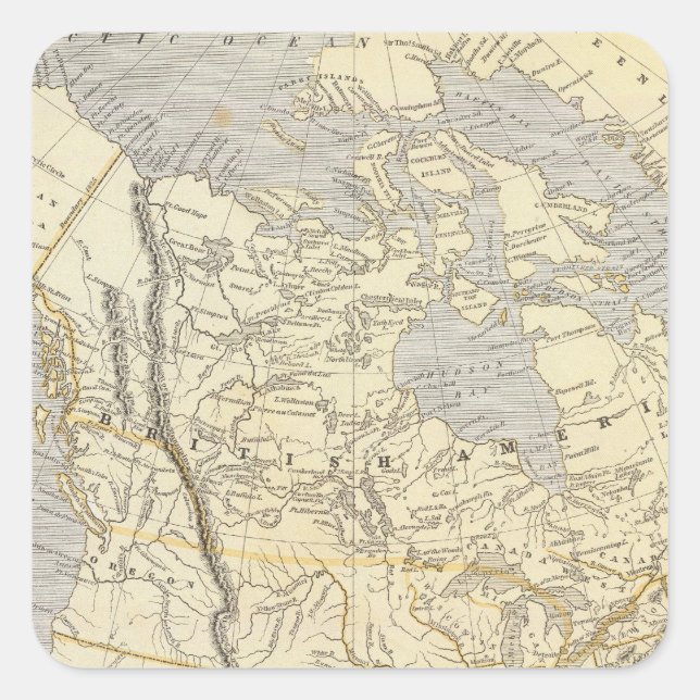 Pegatina Cuadrada Mapa 2 del Atlas Norteamérica (Anverso)