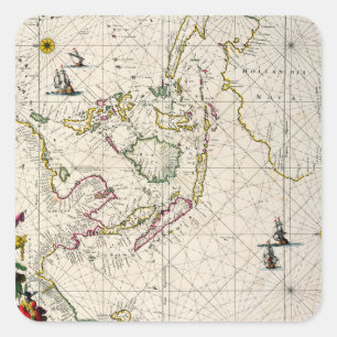 Pegatina Cuadrada Mapa antiguo de los indies del este
