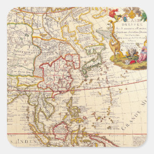 Pegatina Cuadrada Mapa antiguo inspirado (6)