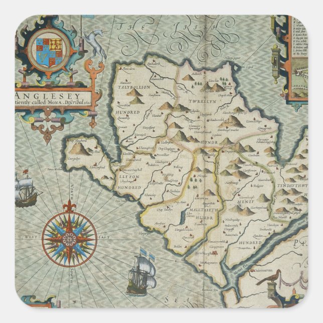 Pegatina Cuadrada Mapa antiguo inspirado (7) (Anverso)