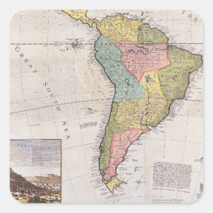 Pegatina Cuadrada Mapa antiguo inspirado (8)