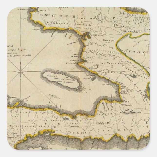 Pegatina Cuadrada Mapa Atlas de Haití (Anverso)