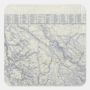 Pegatina Cuadrada Mapa auto 2 de los rastros del funcionario 1925 de