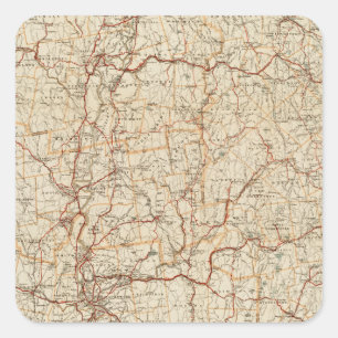 Pegatina Cuadrada Mapa automovilístico de Massachusetts coche geográ