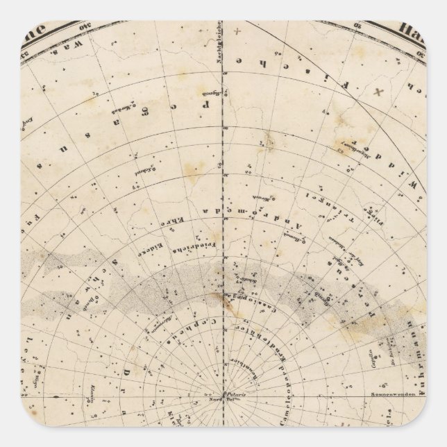 Pegatina Cuadrada Mapa celeste (Anverso)