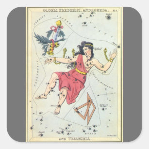 Pegatina Cuadrada Mapa celestial de la astronomía vintage del espejo