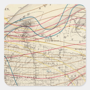 Pegatina Cuadrada Mapa climatológico de Wisconsin