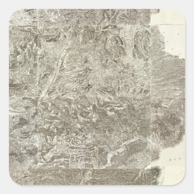 Pegatina Cuadrada Mapa compuesto de Francia (Anverso)