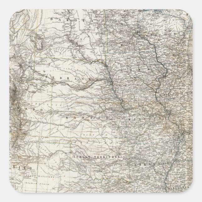 Pegatina Cuadrada Mapa compuesto de los Estados Unidos de América (Anverso)